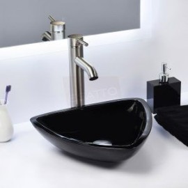 Econokit Drei Satín Paquete Lavabo ovalin negro llave contra y céspol