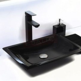 Econokit Flat NC Paquete Lavabo ovalin negro llave negra cuadrada contra y céspol