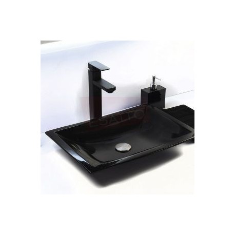 Econokit Flat NC Paquete Lavabo ovalin negro llave negra cuadrada contra y céspol