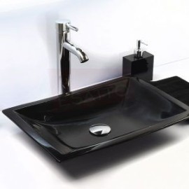 Econokit Flat Paquete Lavabo ovalin negro llave contra y céspol