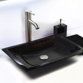 Econokit Flat Satín Paquete Lavabo ovalin negro llave contra y céspol