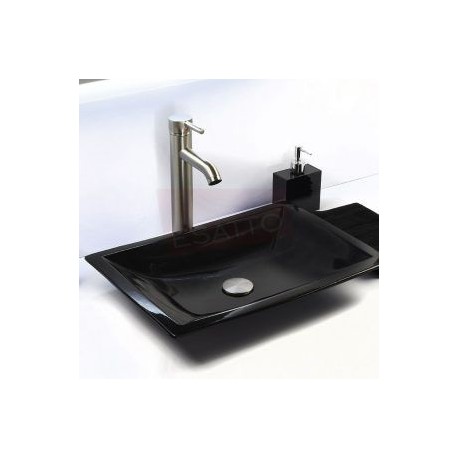 Econokit Flat Satín Paquete Lavabo ovalin negro llave contra y céspol
