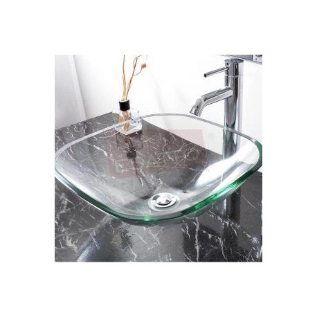 Econokit Geo 2 Paquete lavabo vidrio cuadrado llave contra cespol