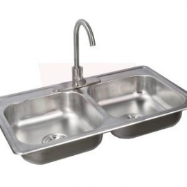 Econokit K310 Paquete fregadero Tarja doble llave monomando contra y cespol