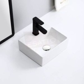 Econokit Luft CN Paquete Lavabo llave negra cuadrada y desagües
