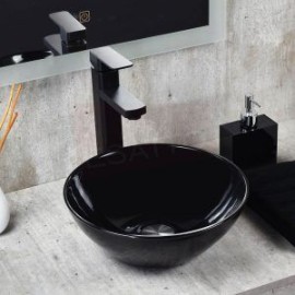 Econokit Nero NC Paquete Lavabo ovalin negro llave negra cuadrada contra y céspol