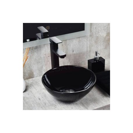 Econokit Nero NC Paquete Lavabo ovalin negro llave negra cuadrada contra y céspol