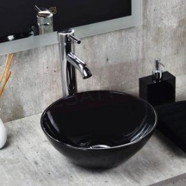 Econokit Nero Paquete Lavabo ovalin negro llave contra y céspol
