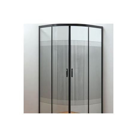 Cancel cabina negro para baño económico curvo sin base con rayas 89 x 89 x 180 CA-ROM-N