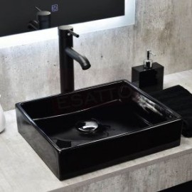 Econokit Plek N Paquete Lavabo ovalin negro llave negra contra y céspol