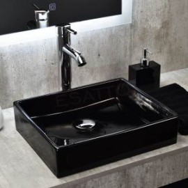 Econokit Plek Paquete Lavabo ovalin negro llave contra y céspol