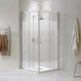 Cancel cabina para baño económico cuadrado sin base con rayas 88.5 x 88.5 x 180 CA-TUR + 2 repisas gratis