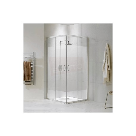 Cancel cabina para baño económico cuadrado sin base con rayas 88.5 x 88.5 x 180 CA-TUR + 2 repisas gratis