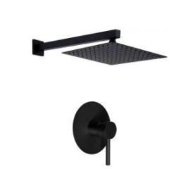 Econokit Reen BK paquete regadera lluvia brazo cuadrado monomando redondo negro mate