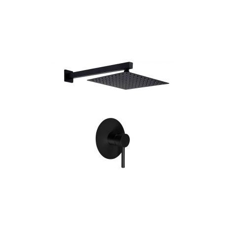 Econokit Reen BK paquete regadera lluvia brazo cuadrado monomando redondo negro mate