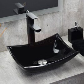 Econokit Stylo NC Paquete Lavabo ovalin negro llave negra cuadrada contra y céspol