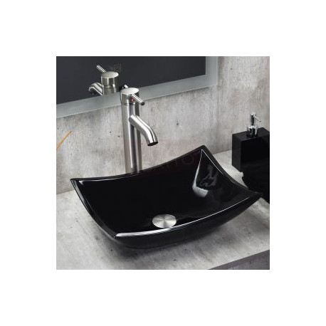 Econokit Stylo Satín Paquete Lavabo ovalin negro llave contra y céspol