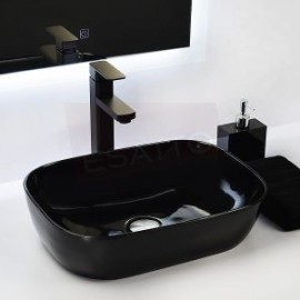 Econokit Vonia NC Paquete Lavabo ovalin negro llave negra cuadrada contra y céspo
