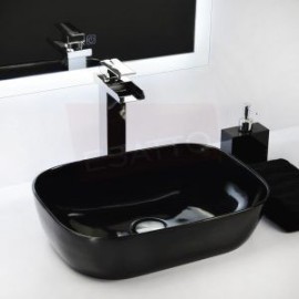 Econokit Vonia CC Paquete Lavabo ovalin negro llave cromo cascada contra y céspo