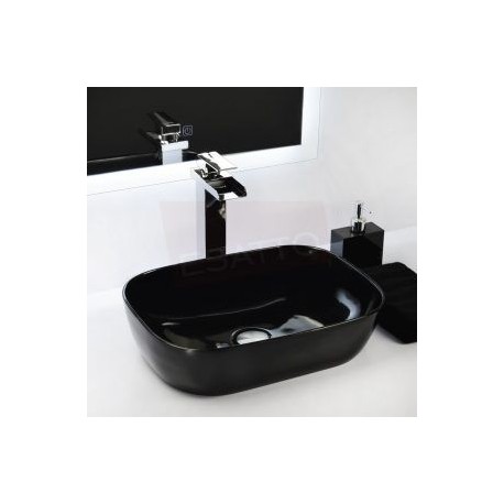 Econokit Vonia CC Paquete Lavabo ovalin negro llave cromo cascada contra y céspo