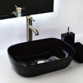 Econokit Vonia Satín Paquete Lavabo ovalin negro llave contra y céspol