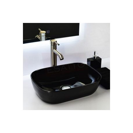 Econokit Vonia Satín Paquete Lavabo ovalin negro llave contra y céspol