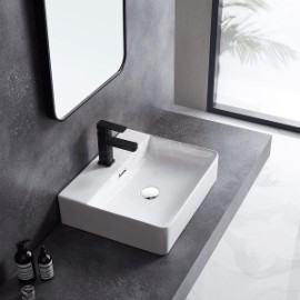 Econokit Zigna NC Paquete Lavabo con llave negra cuadrada y desagües