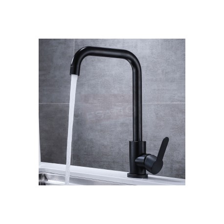 LLAVE MONOMANDO CUADRADO GIRATORIA NEGRO DE COCINA GC-029