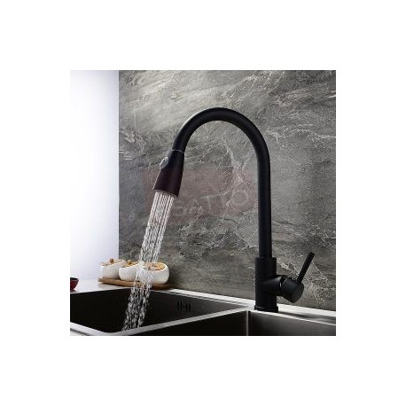 MBF025N LLAVE MONOMANDO NEGRO DE COCINA REGADERA EXTRAIBLE