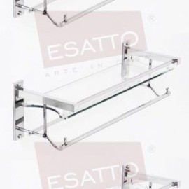 Paquete de 3 Repisas doble colgador vidrio cromo AC-029