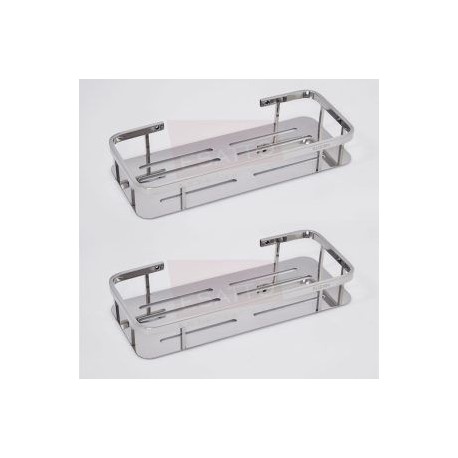 Paquete de 2 repisas rectas acero cromo AC-033