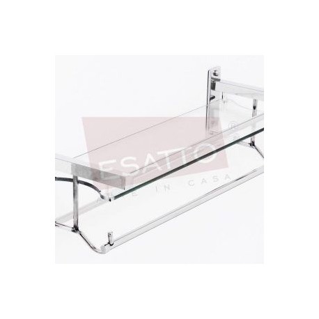 Repisa doble colgador vidrio cromo AC-029
