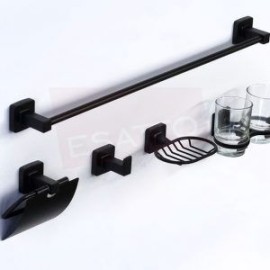 Set de 5 accesorios negros para baño AC-046