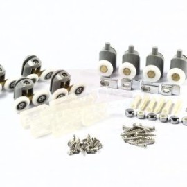 Set de carretillas rodamientos gomas topes tornillos para cancel 2 puertas HE-001