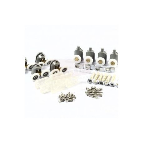 Set de carretillas rodamientos gomas topes tornillos para cancel 2 puertas HE-001
