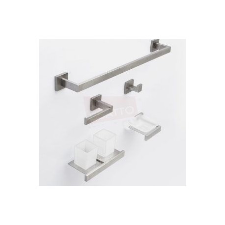 Set paquete de 5 accesorios cuadrados en acero inoxidable AC-059