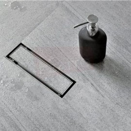 Coladera desagüe a piso invisible lujo con válvula 28 x 8 cms HE-008