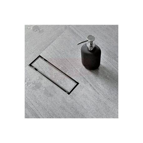 Coladera desagüe a piso invisible lujo con válvula 28 x 8 cms HE-008